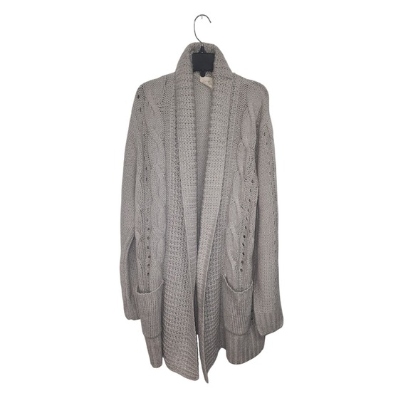 Womens Hyped Unicorn Cable Knit Open Front Cardigan Sweater Gray Medium - Picture 1 of 5